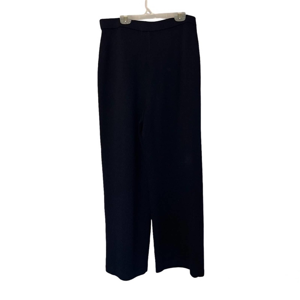 Vintage St. John Collection Santana Knit Straight Leg Flowy Pants Navy 10